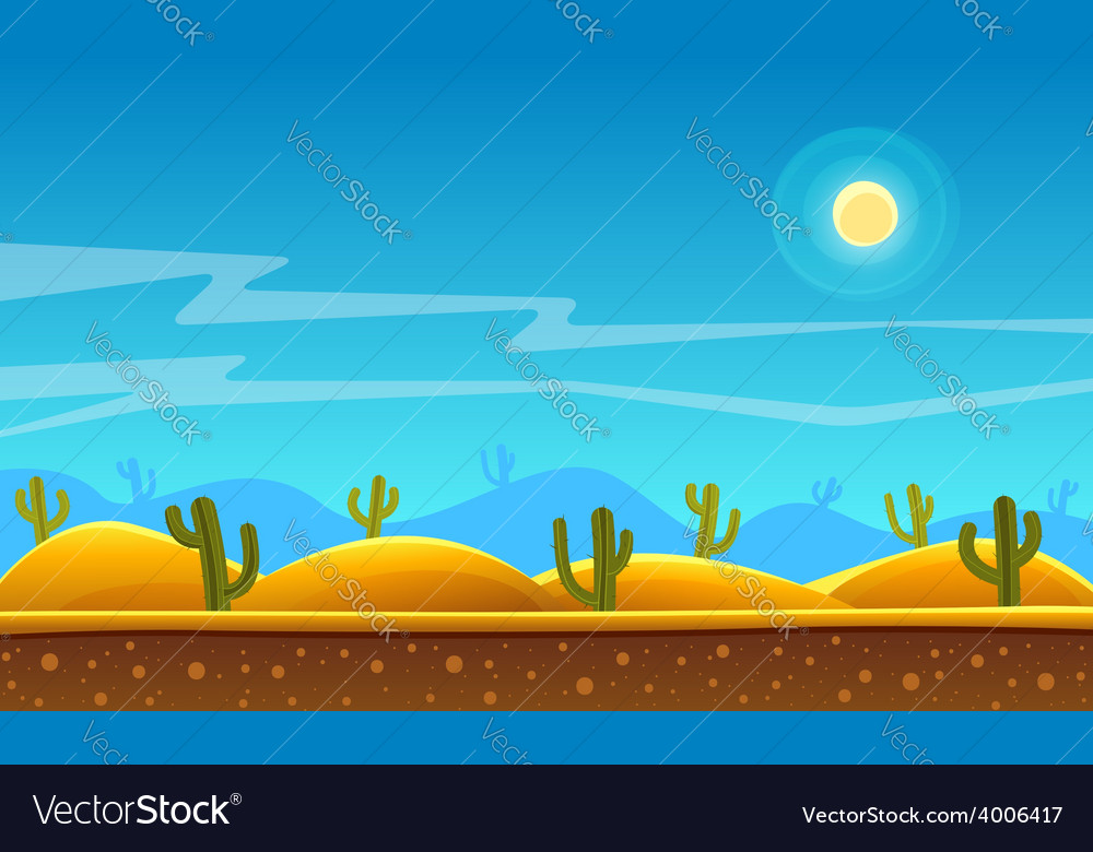 Desert cartoon background Royalty Free Vector Image