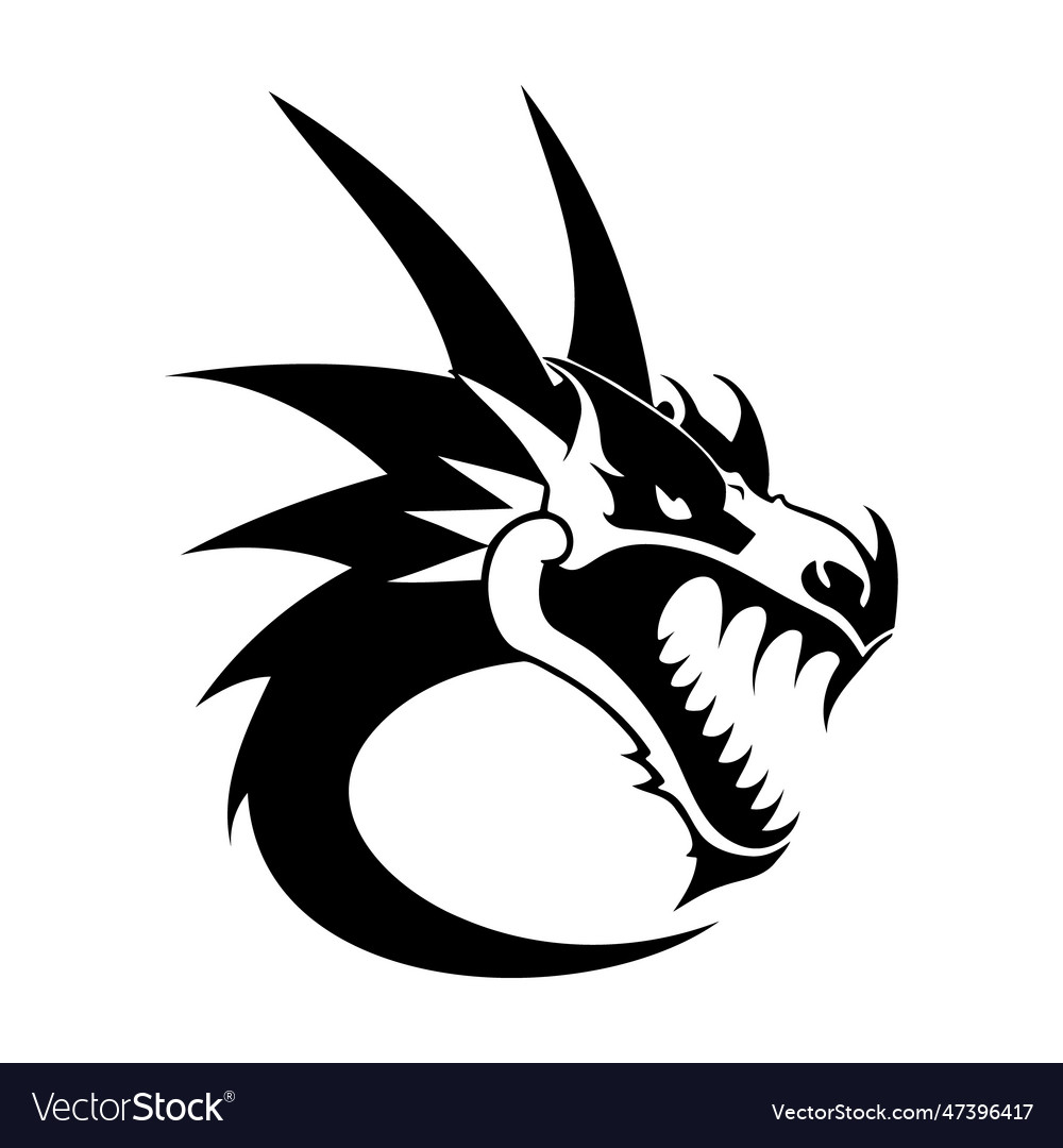 Dragon head black and white icon Royalty Free Vector Image