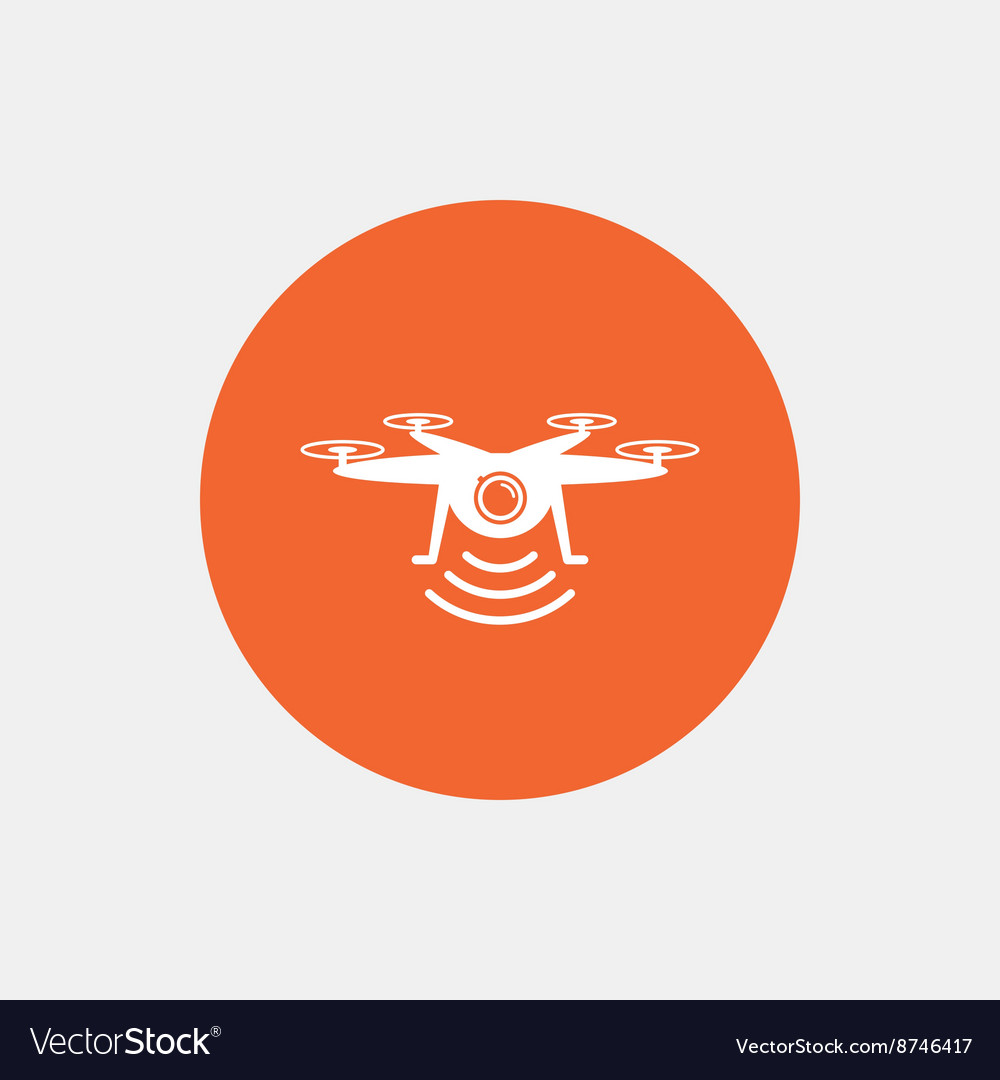 Drone icon quadrocopter with action camera