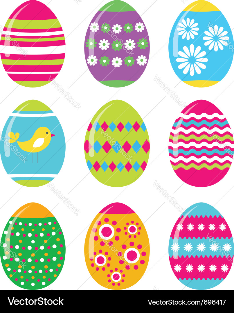 Easter eggs set Royalty Free Vector Image - VectorStock