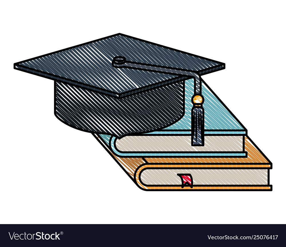 Hat graduation with pile books