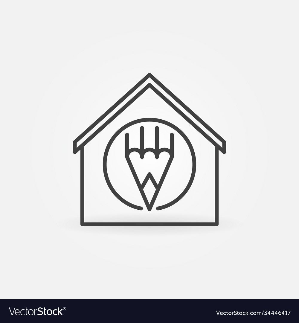 Haus mit Bleistift Zeichen Linie Icon zu Hause