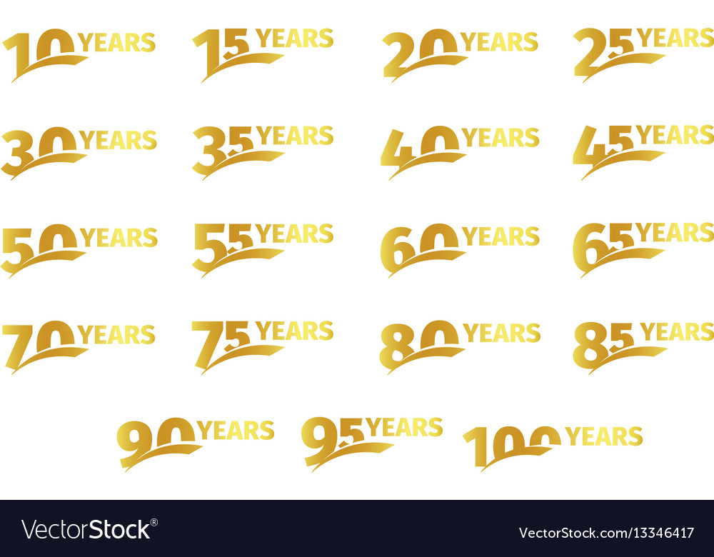 Isolated golden color numbers with word years