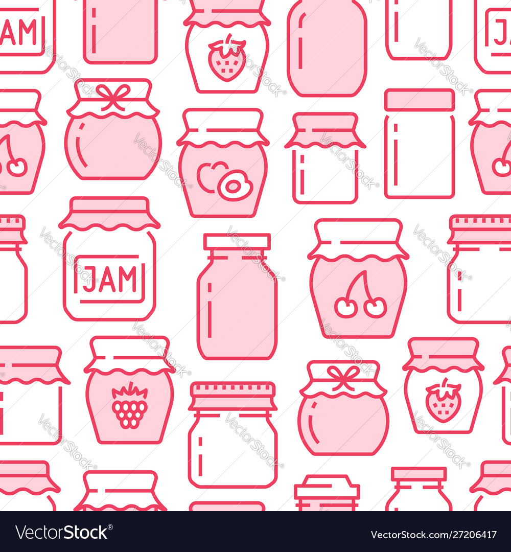 Jam seamless pattern with thin line icons Vector Image Jam seamless pattern with thin line icons