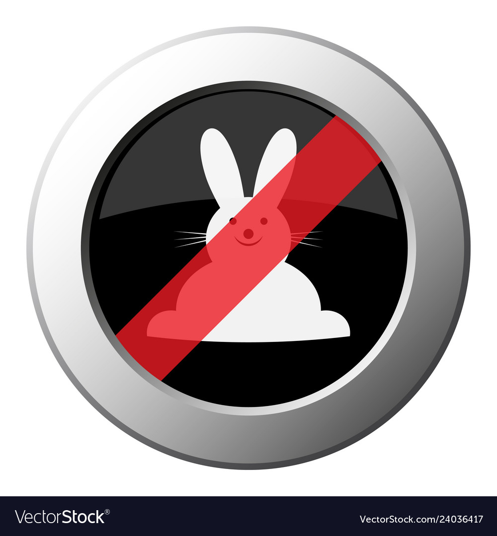 Rabbit front view icon - ban round metal button