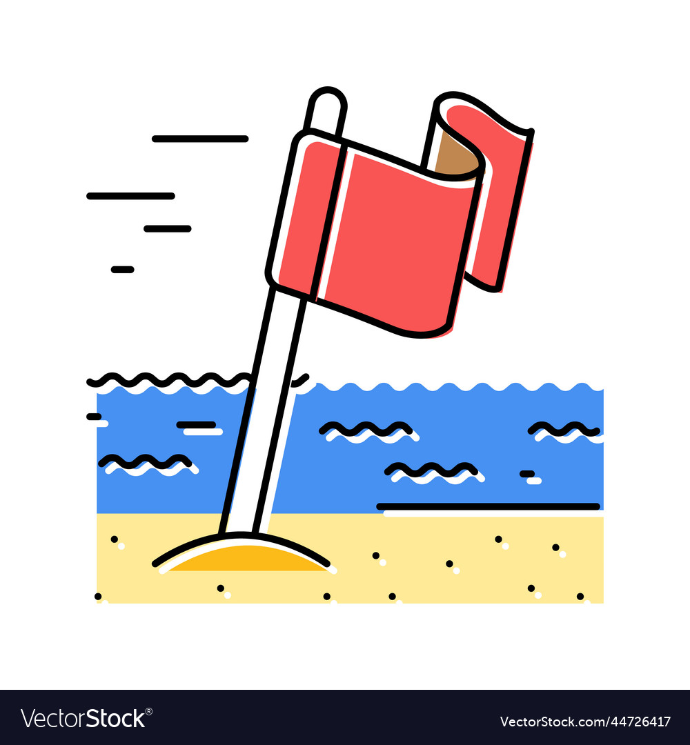 Red flag beach summer color icon