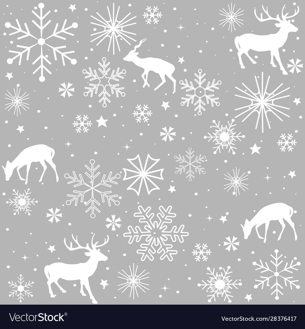 Seamless pattern with deer and snowflake Vector Image Seamless pattern with deer and snowflake