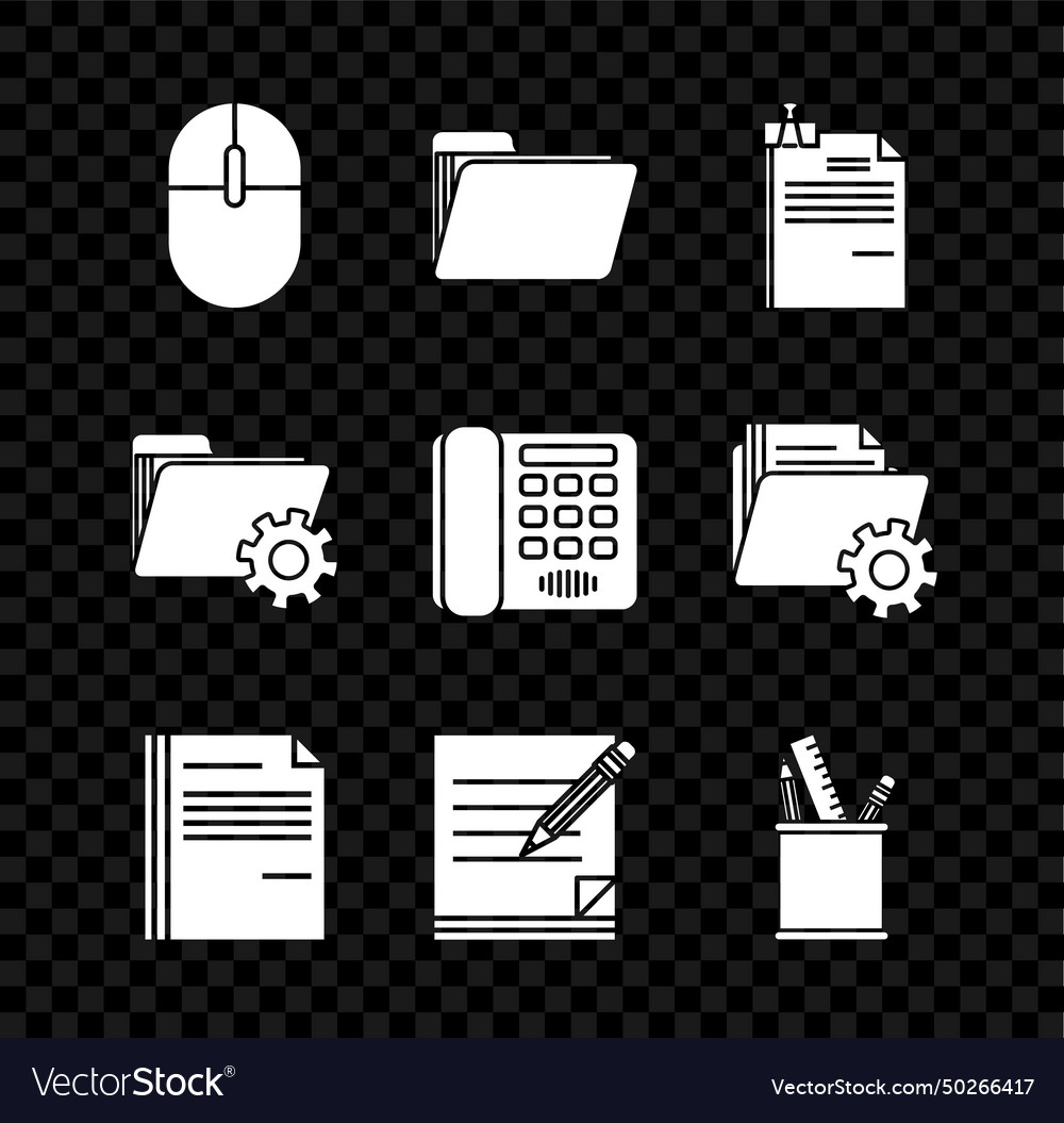 Set computer mouse document folder file Vector Image Set computer mouse document folder file