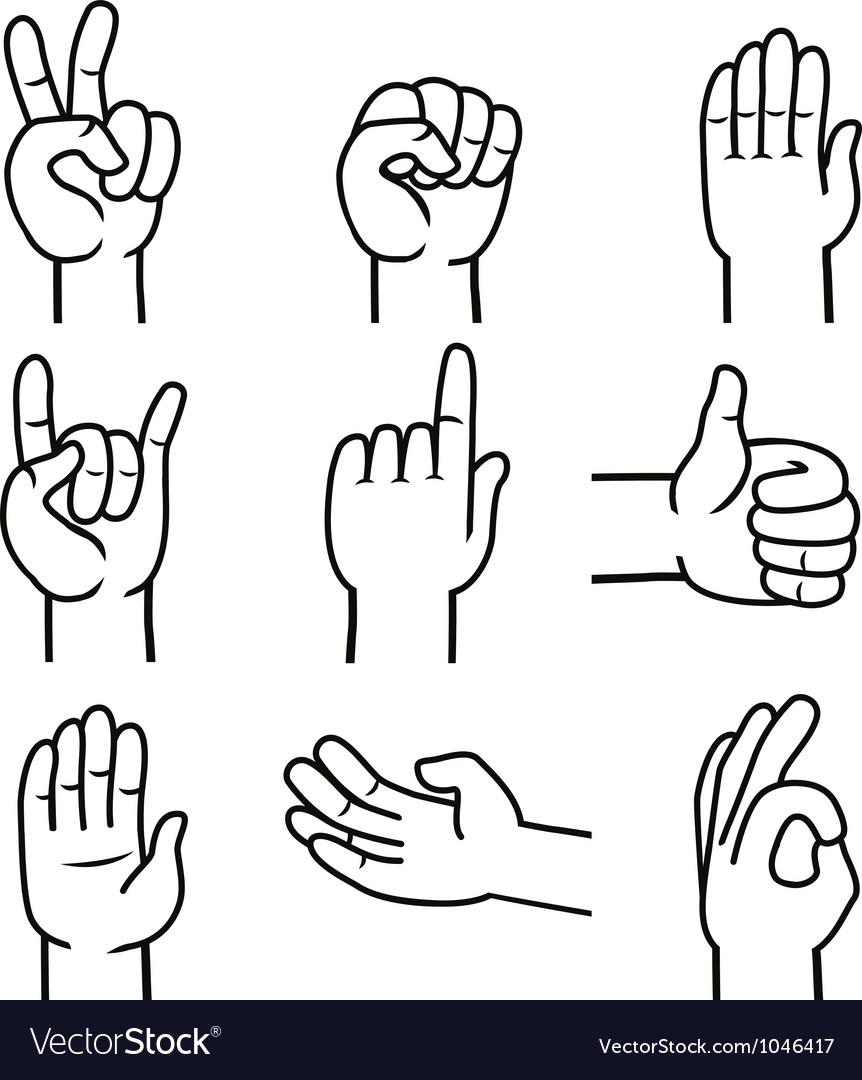 Set of hands and gestures Royalty Free Vector Image