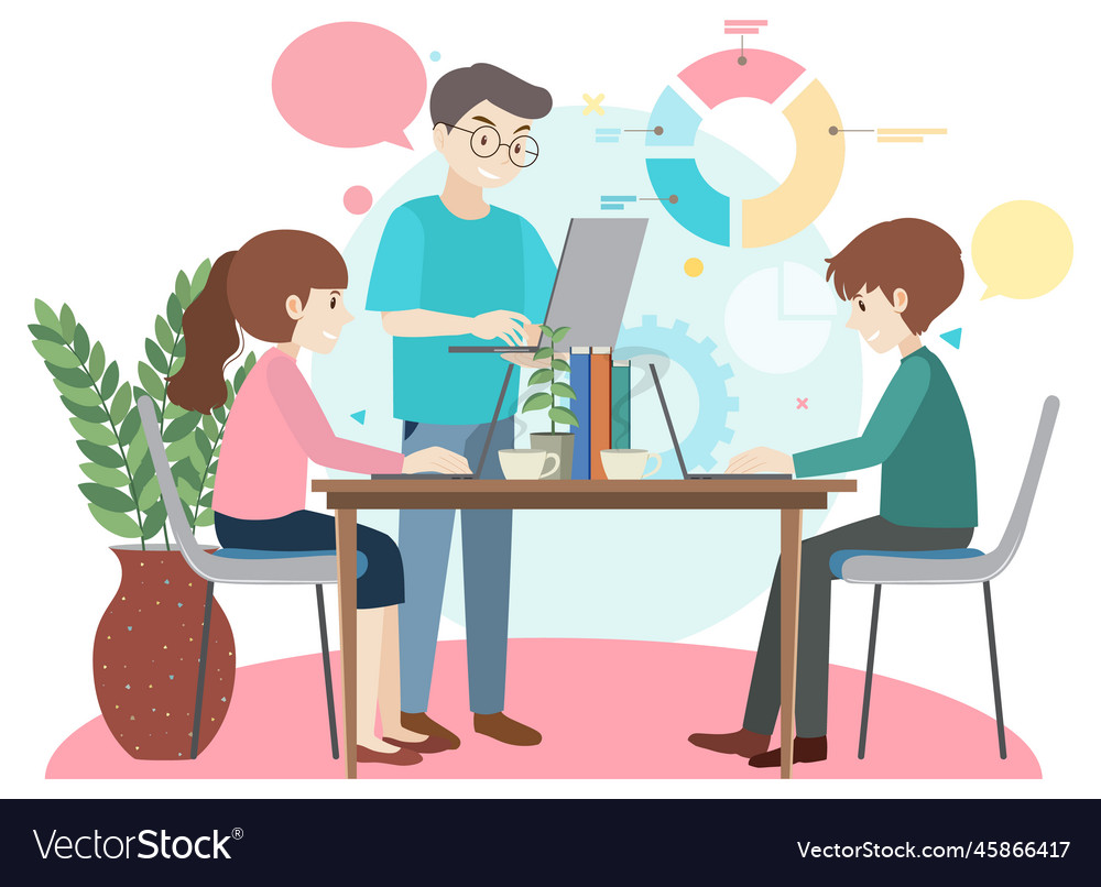 Working characters flat design for web banner vector image Working characters flat design for web banner