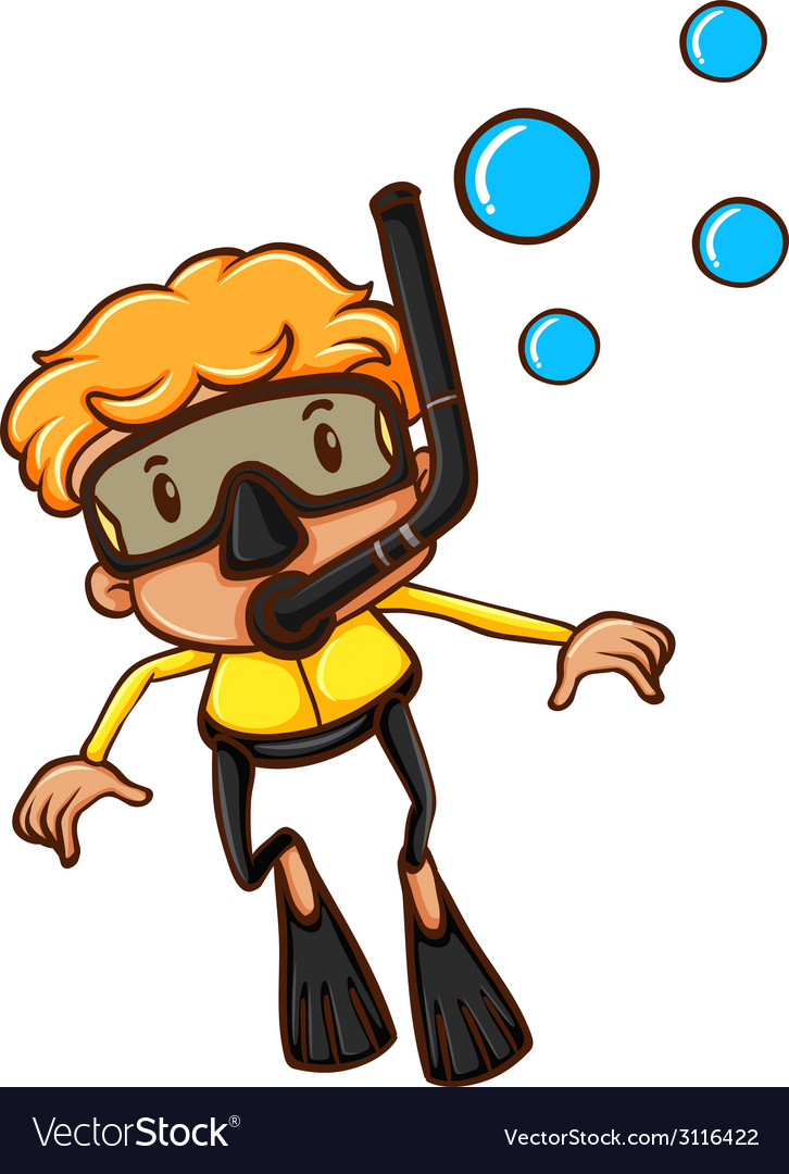 A drawing of a man enjoying the underwater Vector Image