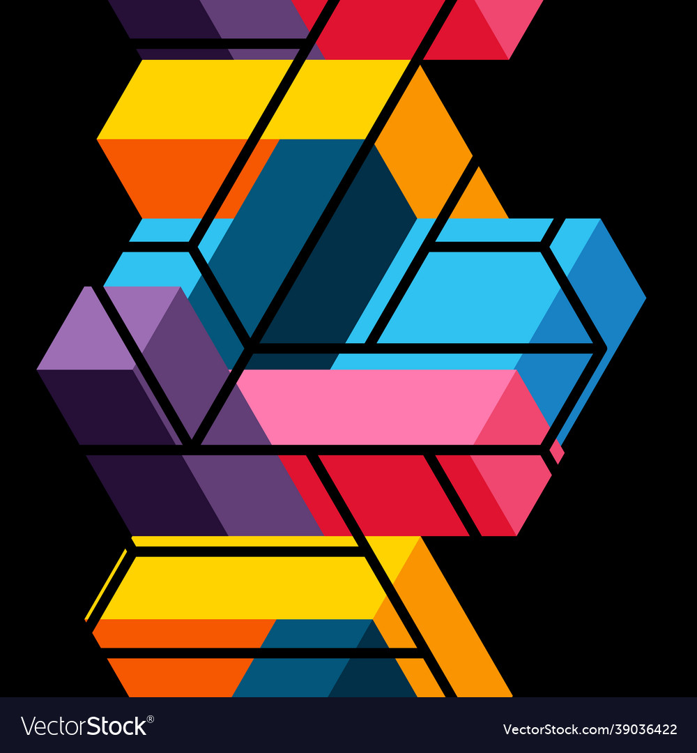 Abstract background 3d cubes cubic elements vector image Abstract background 3d cubes cubic elements
