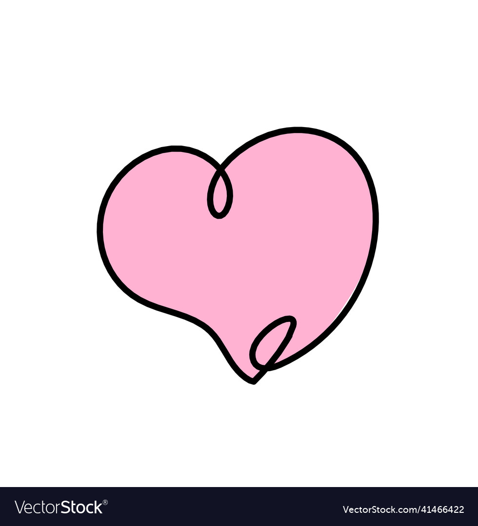 Abstract color heart as continuous line drawing vector image Abstract color heart as continuous line drawing
