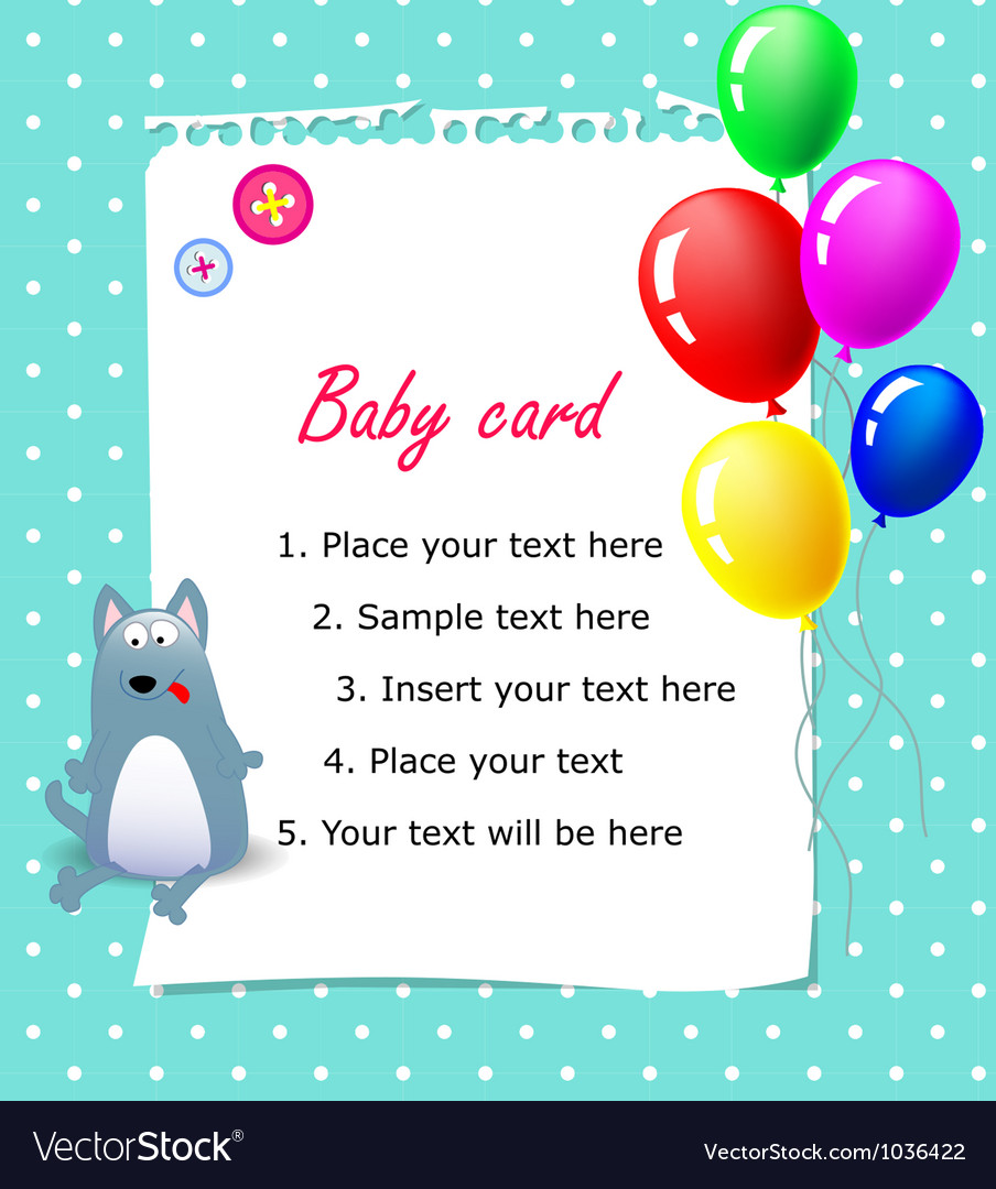 Baby happy birthday card blue Royalty Free Vector Image