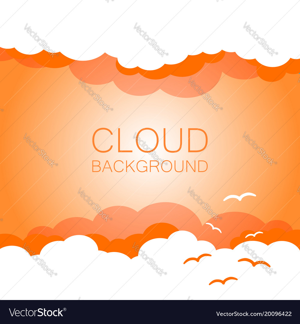 Clouds in the sky with sun rays flat cartoon