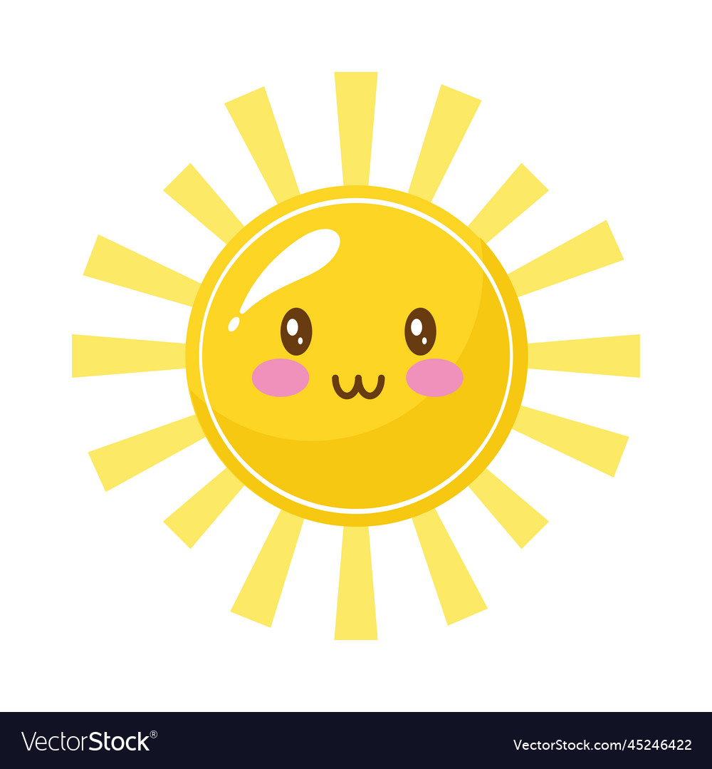 Cute sun kawaii Royalty Free Vector Image - VectorStock