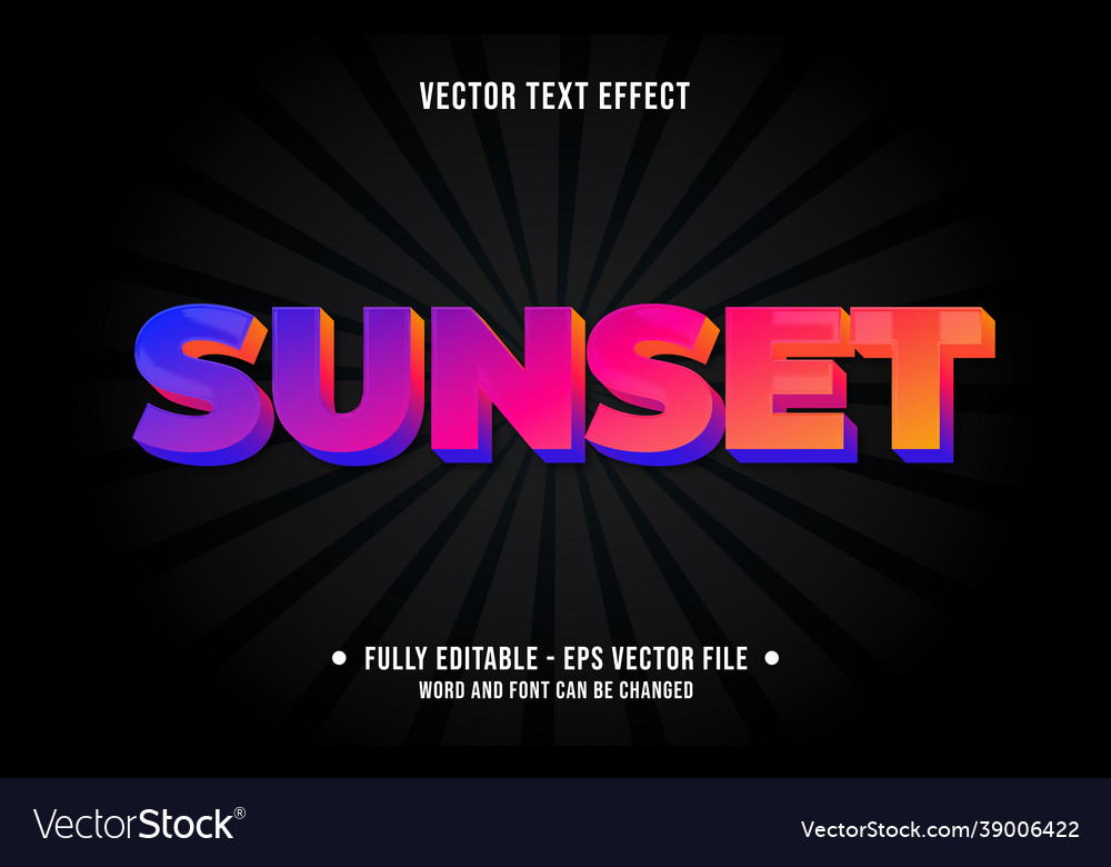 Editable text effect gradient sunset red vector image Editable text effect gradient sunset red