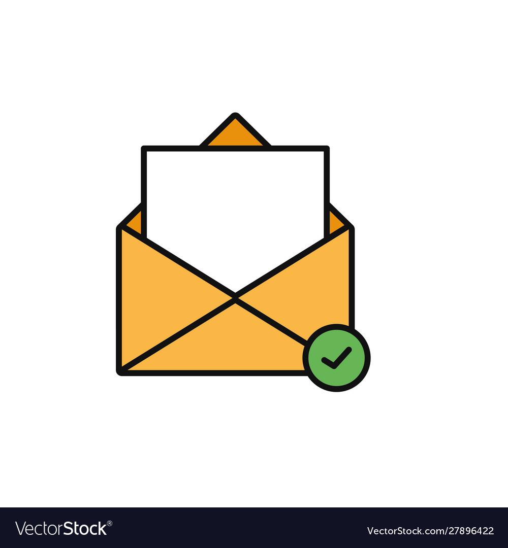 Email message check internet flat line style