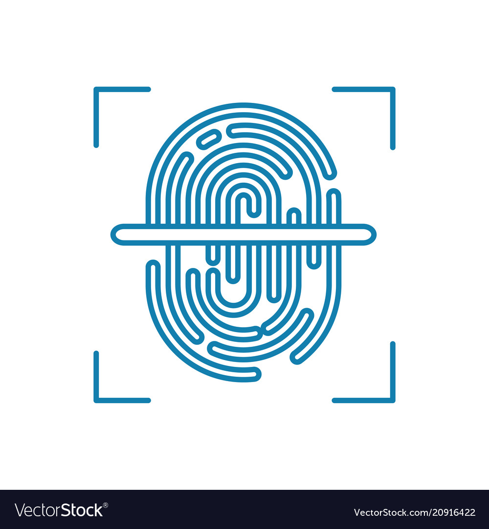 Fingerprint scanning linear icon concept vector image Fingerprint scanning linear icon concept