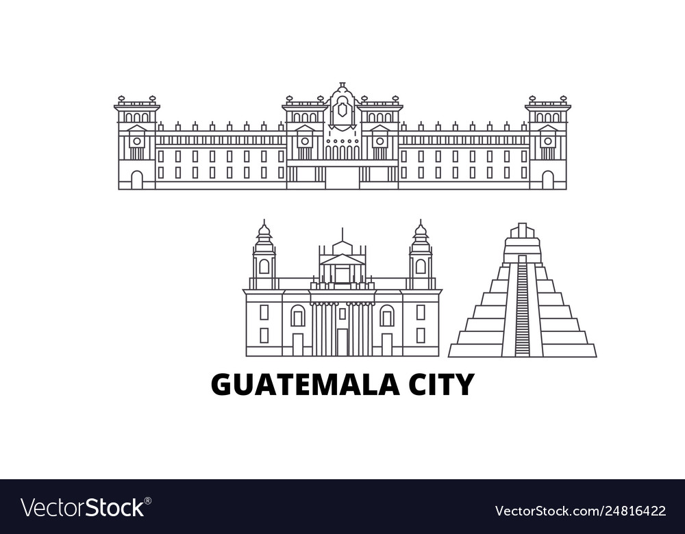 Guatemala guatemala city line travel skyline set Vector Image