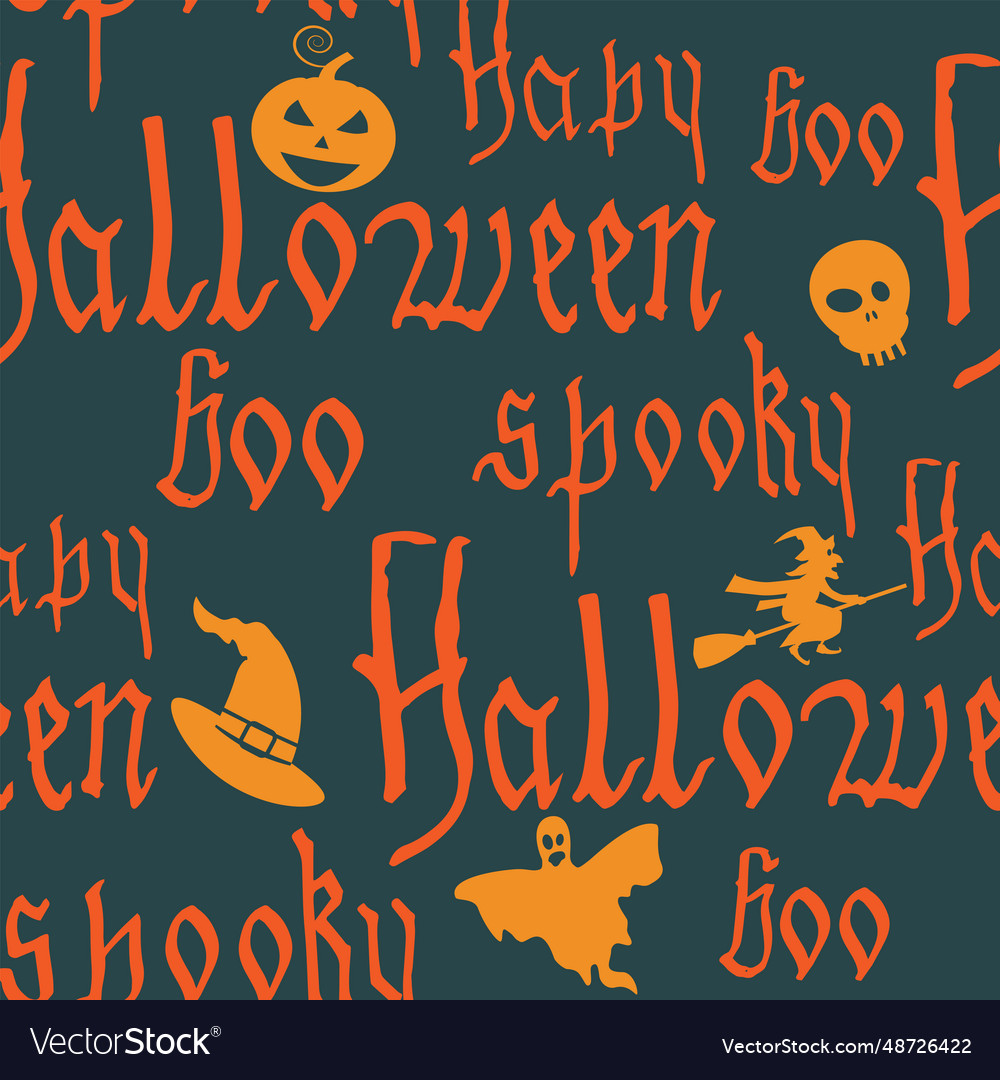 Happy halloween seamless pattern with text Vector Image Happy halloween seamless pattern with text