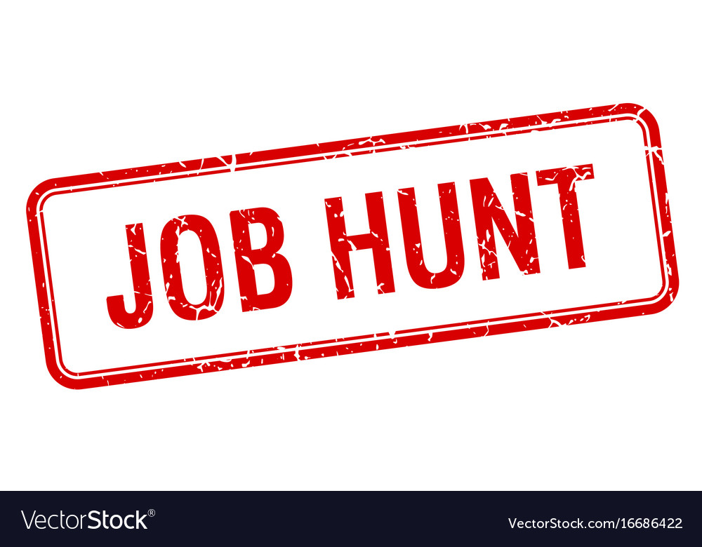 Job Hunt Red Square Grungy Vintage Isolated Stamp Vector Image