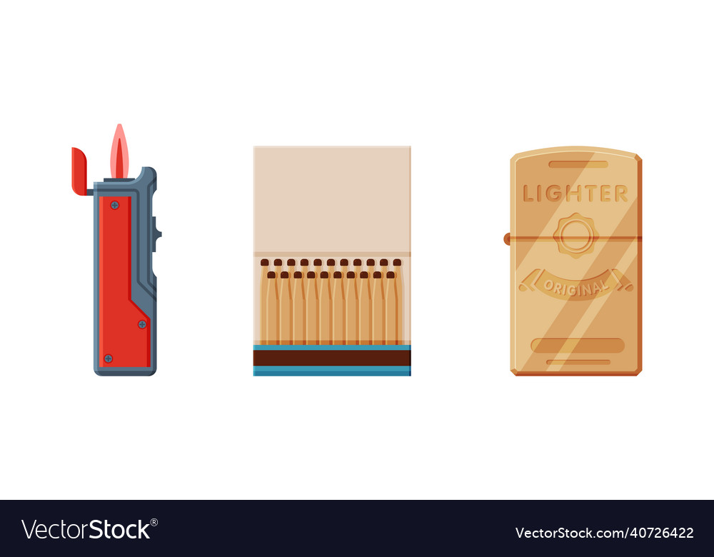 Lighter and box of matches as portable device Vector Image Lighter and box of matches as portable device