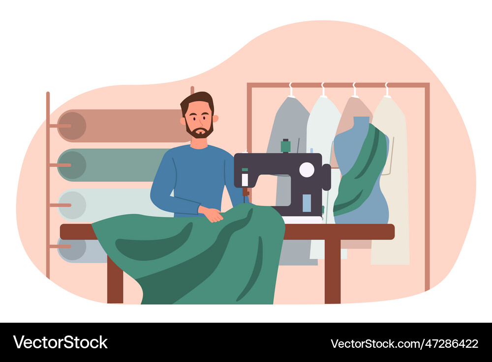 Man sews concept Royalty Free Vector Image - VectorStock