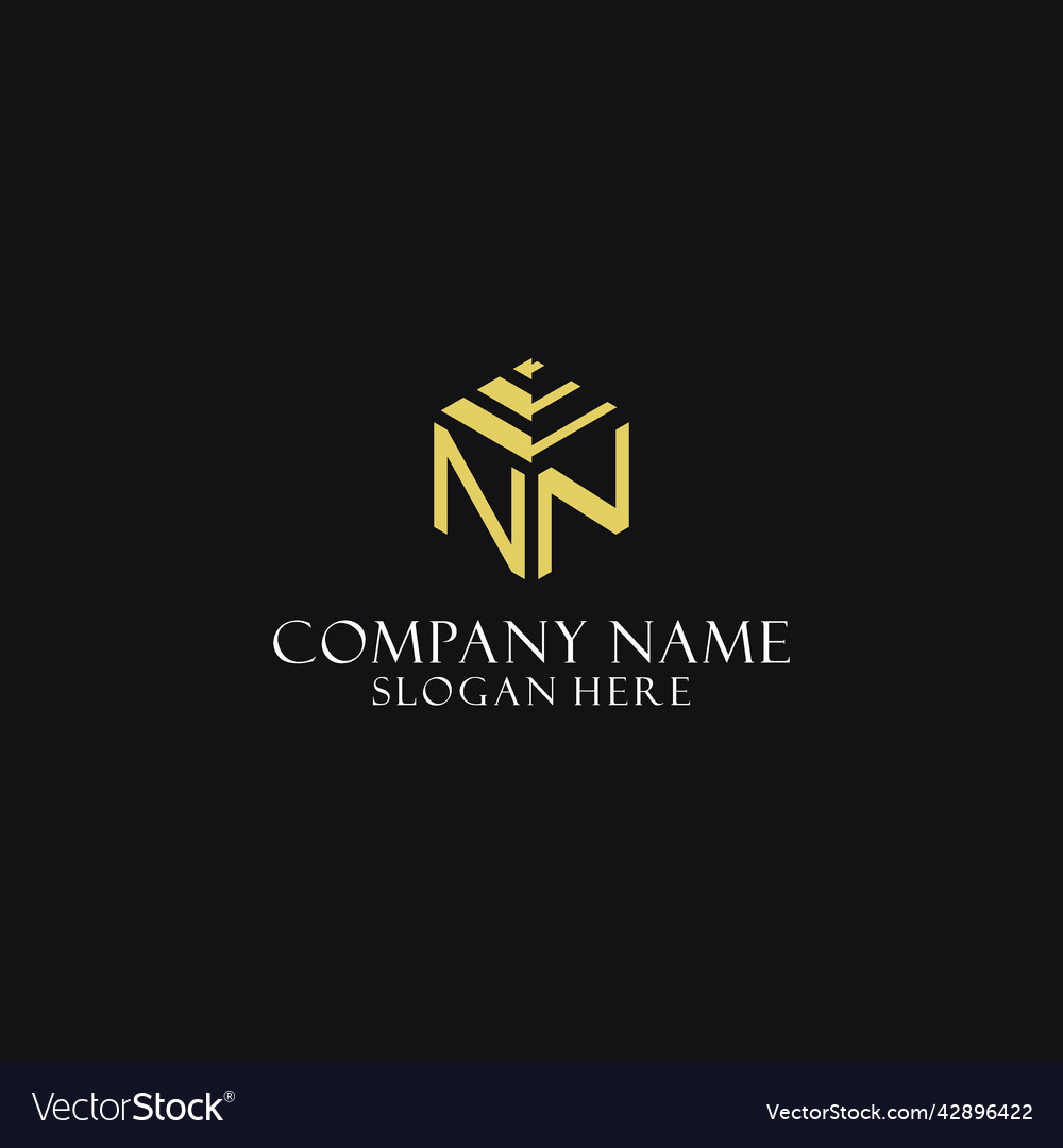 Nn initial monogram with hexagon shape logo