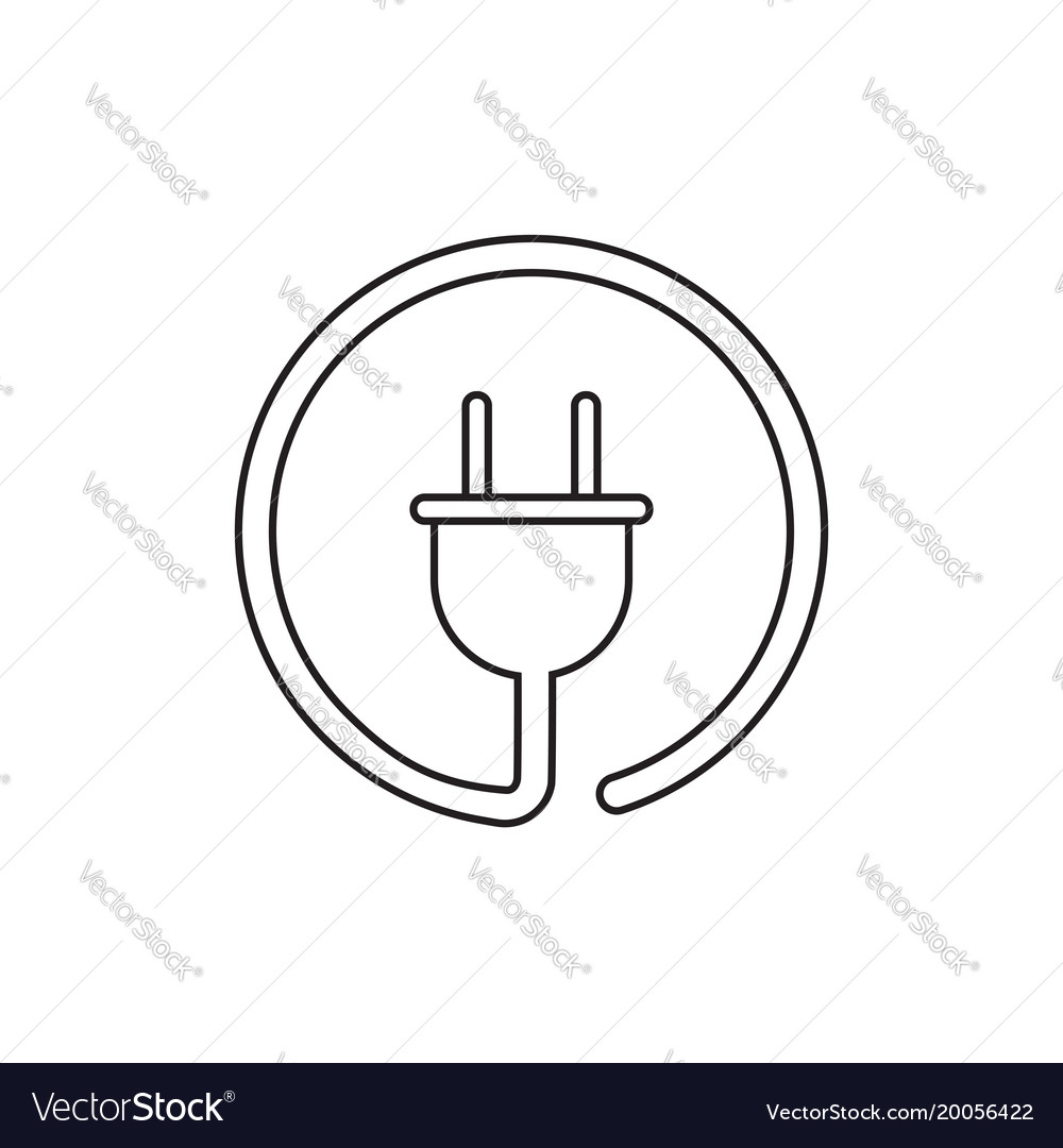 Plug icon in line style power wire cable flat