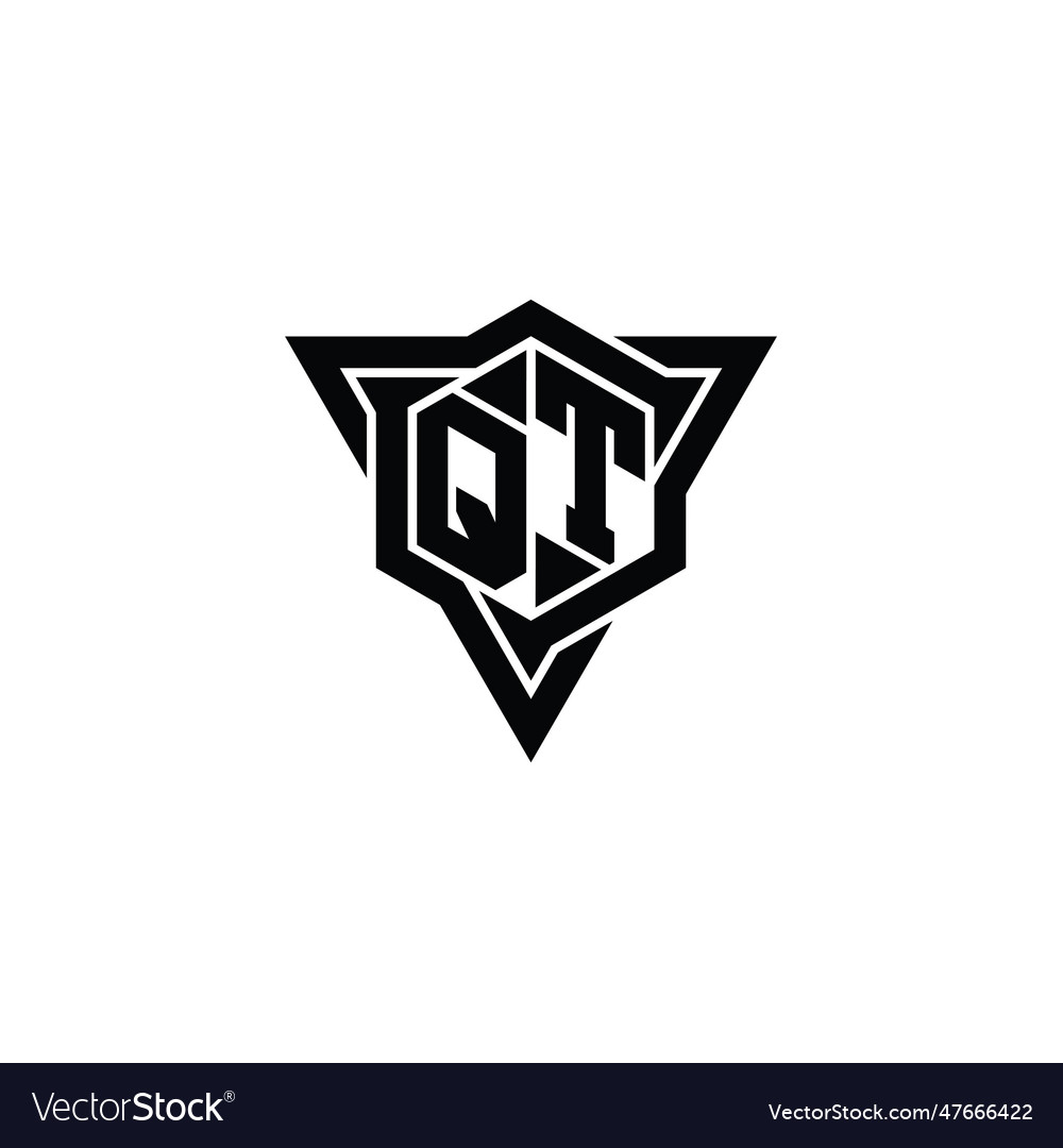 Qt logo monogram hexagon shape with triangle