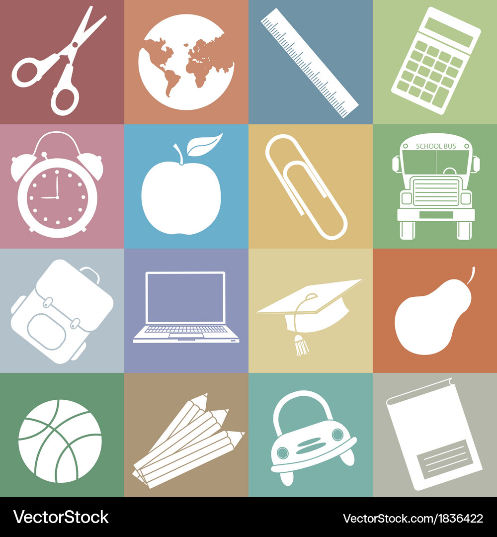School icons Royalty Free Vector Image - VectorStock