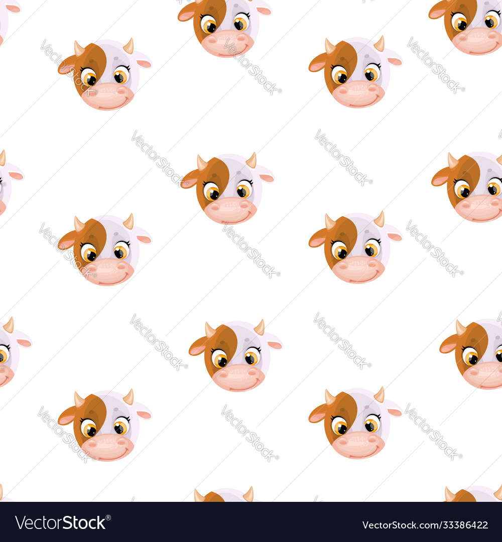 Seamless pattern from cute cartoon cow head Vector Image