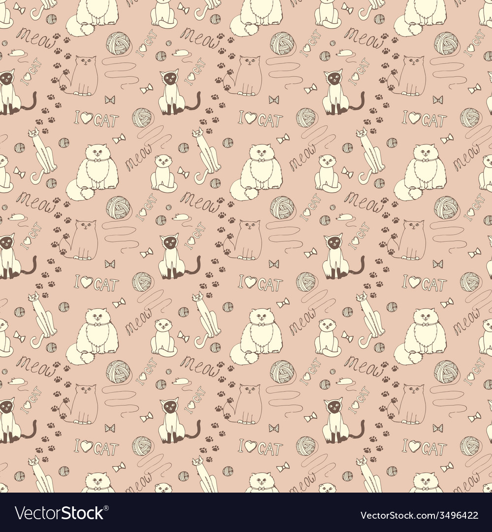 Seamless pattern with cats