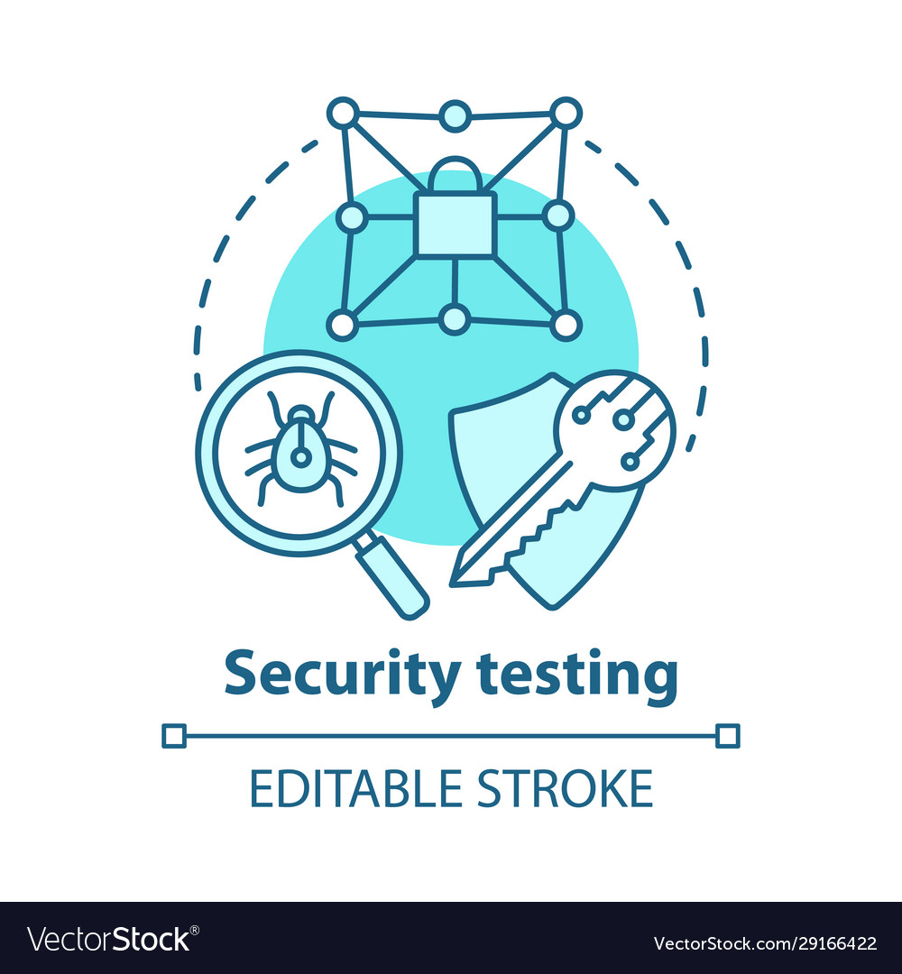 Security testing concept icon safety audit key vector image Security testing concept icon safety audit key