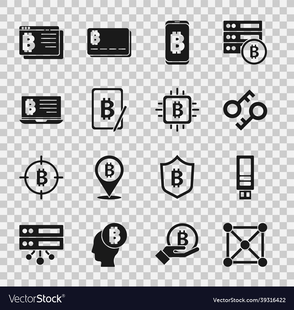 Set blockchain technology usb flash drive Vector Image Set blockchain technology usb flash drive