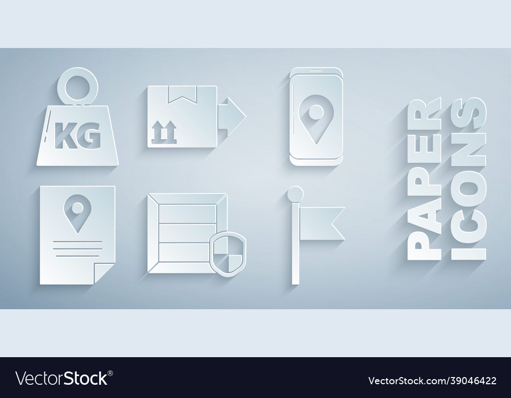 Set delivery pack security with shield mobile app vector image Set delivery pack security with shield mobile app