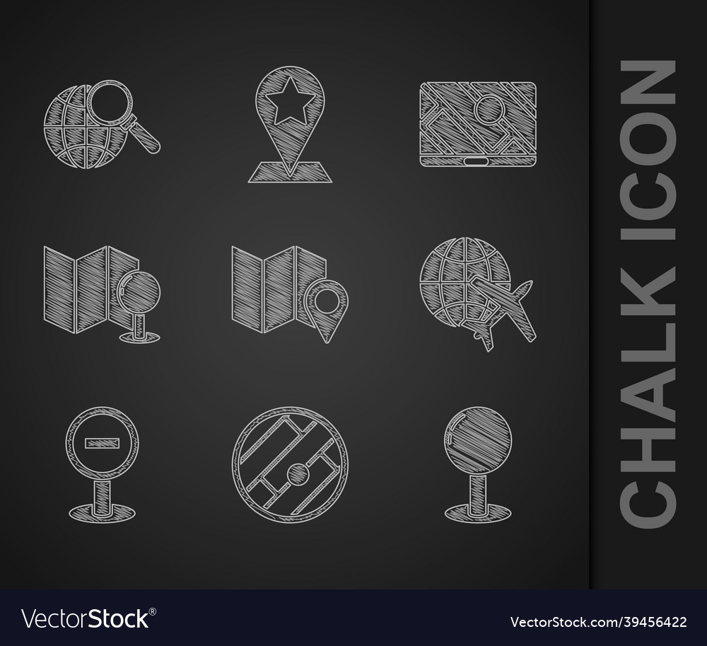 Set folded map with location marker push pin vector image Set folded map with location marker push pin