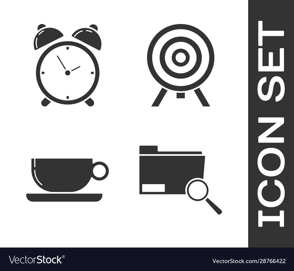 Set search concept with folder alarm clock coffee vector image Set search concept with folder alarm clock coffee