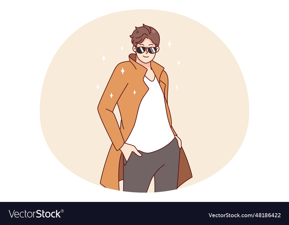 Stylish man in designer clothes and sunglasses