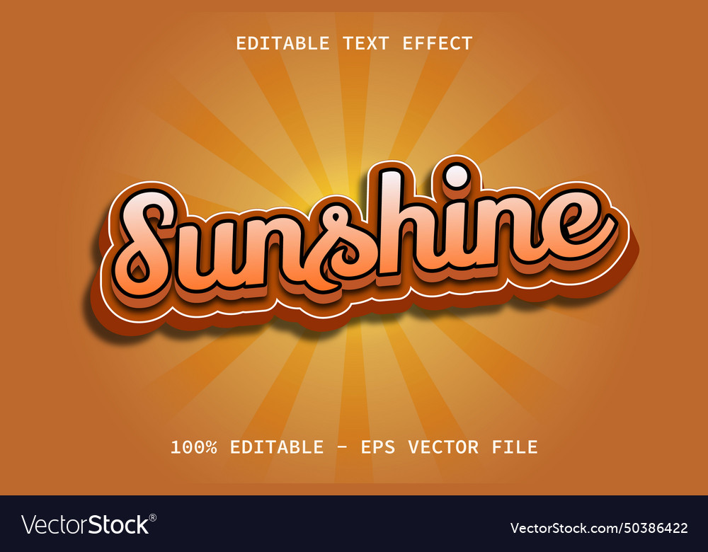 Sunshine with cartoon style editable text effect