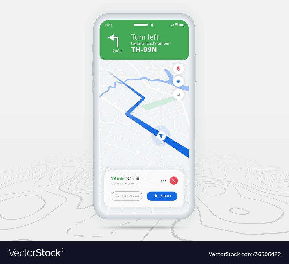 Ux Ui Mobile Map Gps Navigation App Concept Vector 36506422 