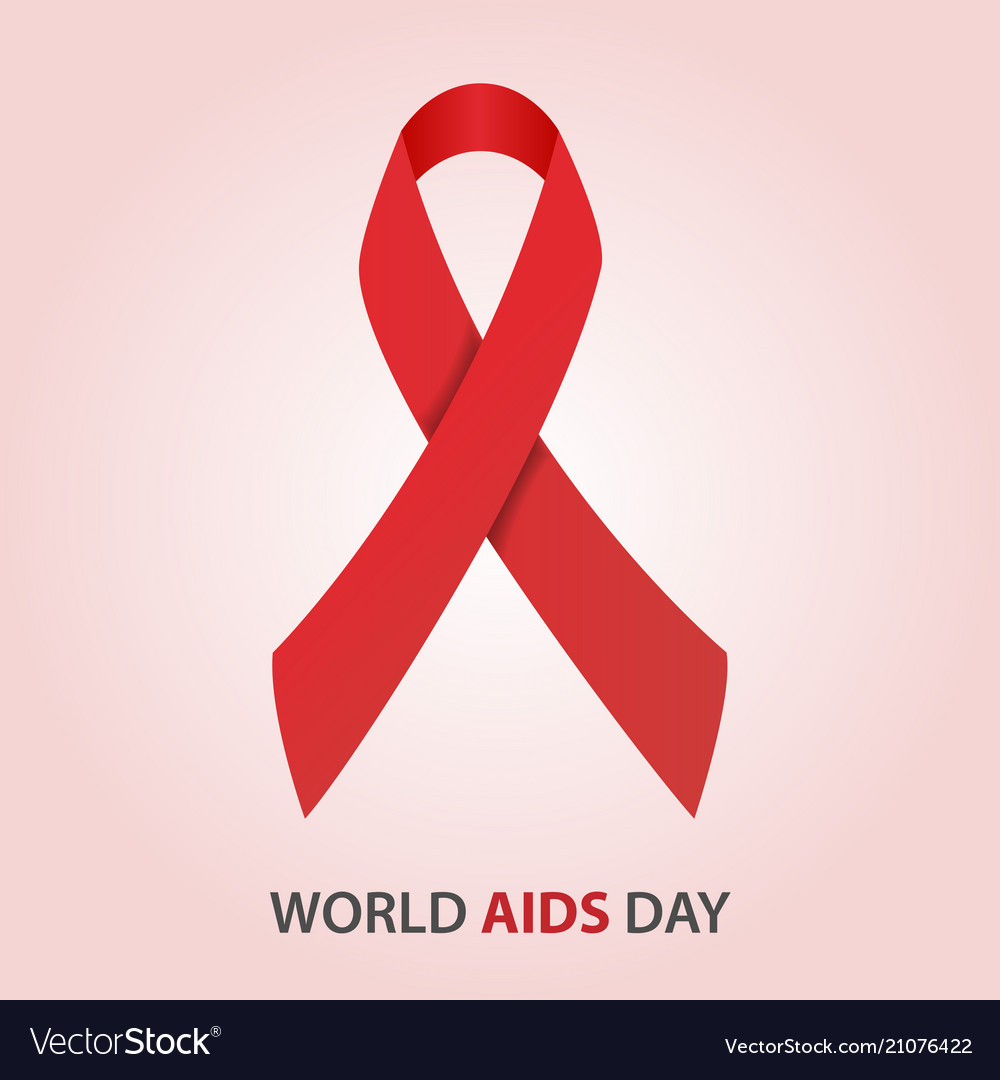 World aids day red ribbon breast cancer Royalty Free Vector