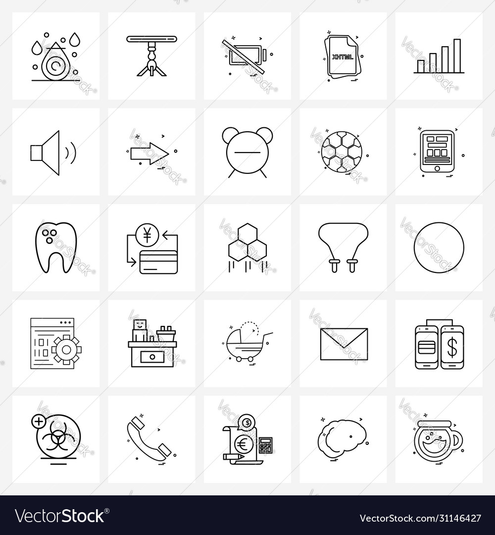 25 universal line icons for web and mobile