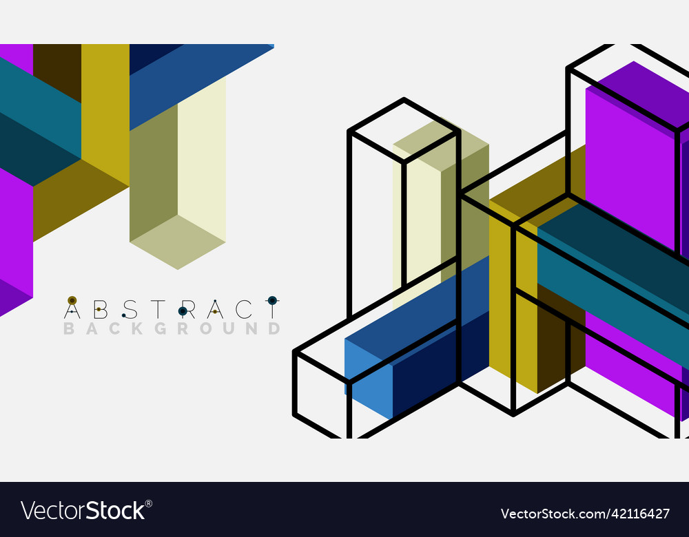 Abstract background 3d cubes cubic elements vector image Abstract background 3d cubes cubic elements