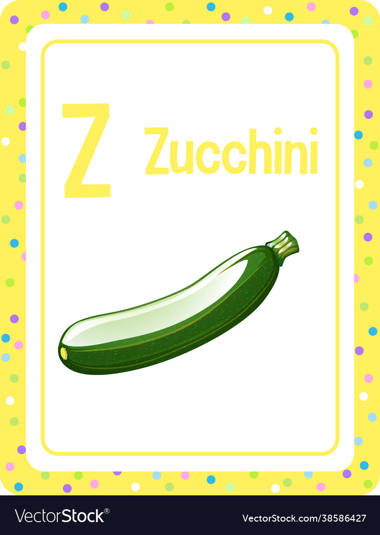 Alphabet flashcard with letter z for zucchini