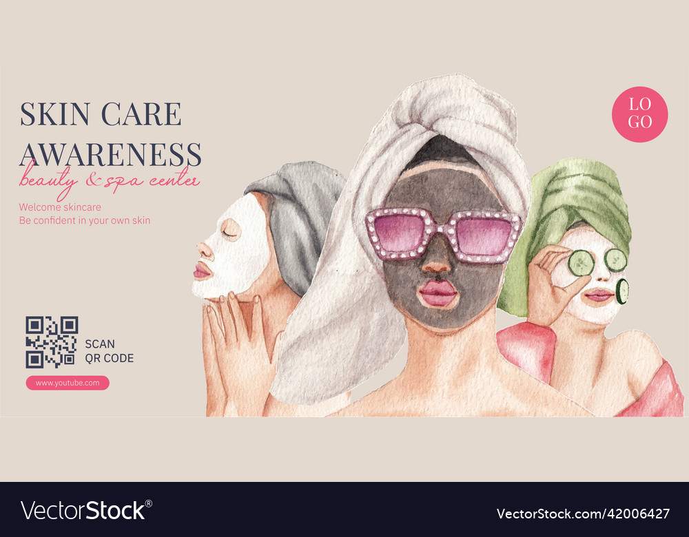 Billboard template with skin care beauty Vector Image