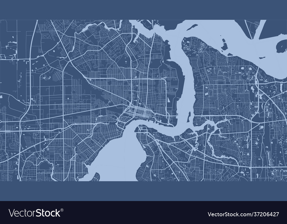 Blue background map jacksonville city area Vector Image