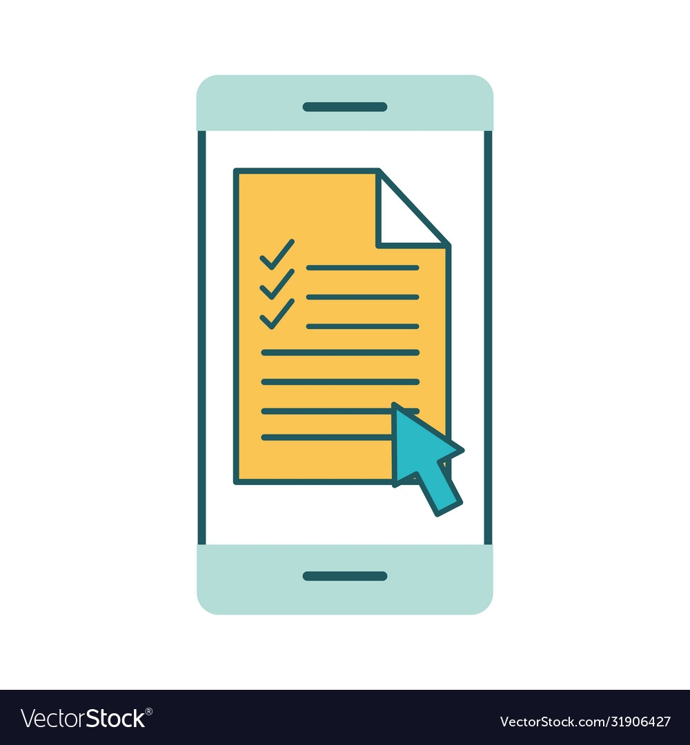 Document on smartphone line and fill style icon