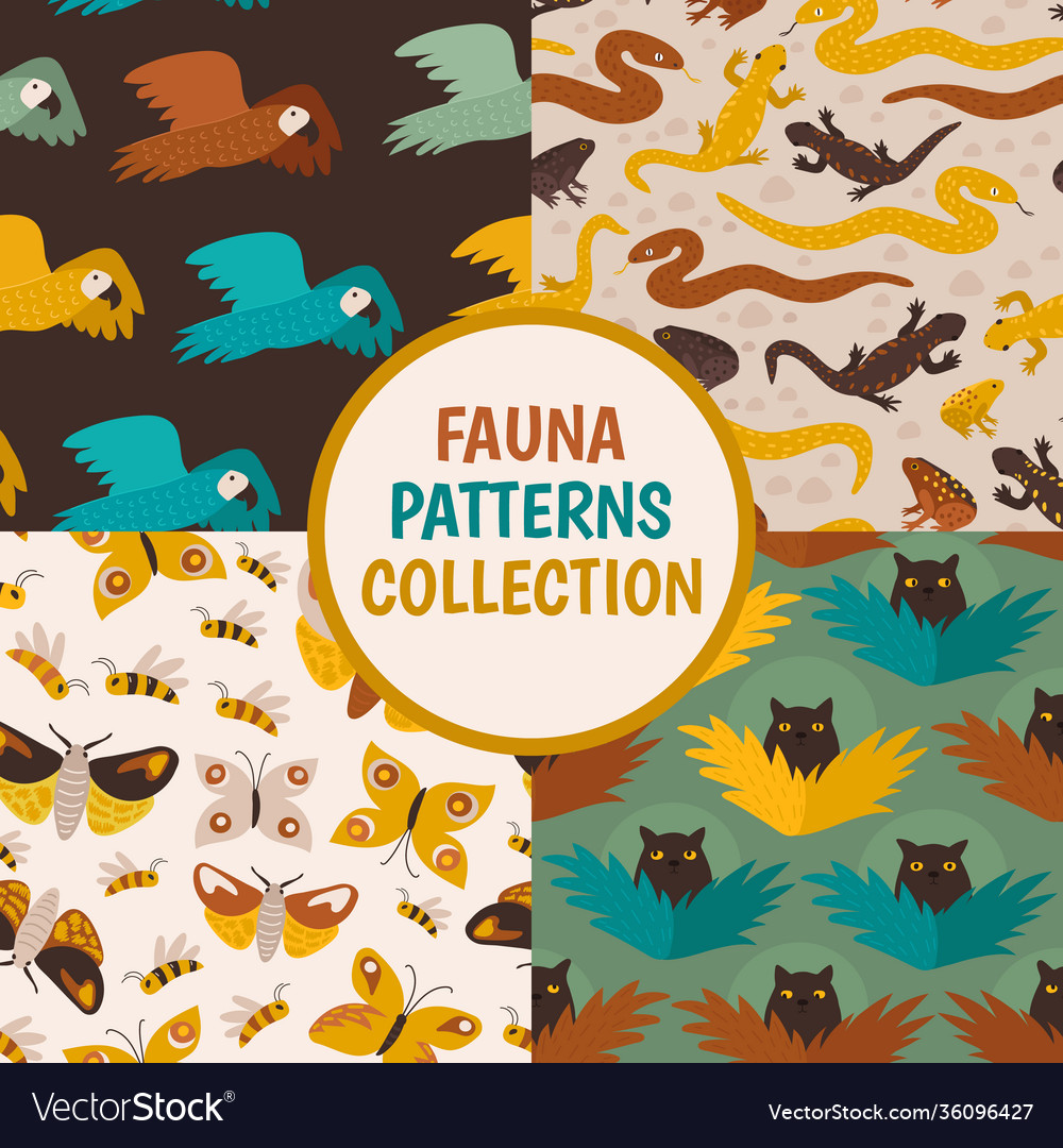 Fauna patterns set with animals